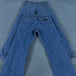 LOT OF 2 Wrangler Jeans Mens 34x34 Blue 47MWZ Straight Cowboy Cut Denim Cotton